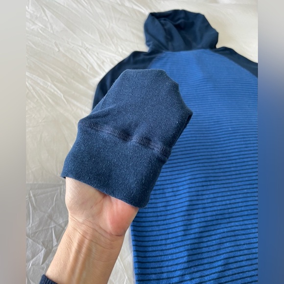 Tentree | Mens XL | Blue Striped Pullover Hoodie Zip Pouch Pocket | Hemp Blend - Picture 11 of 11